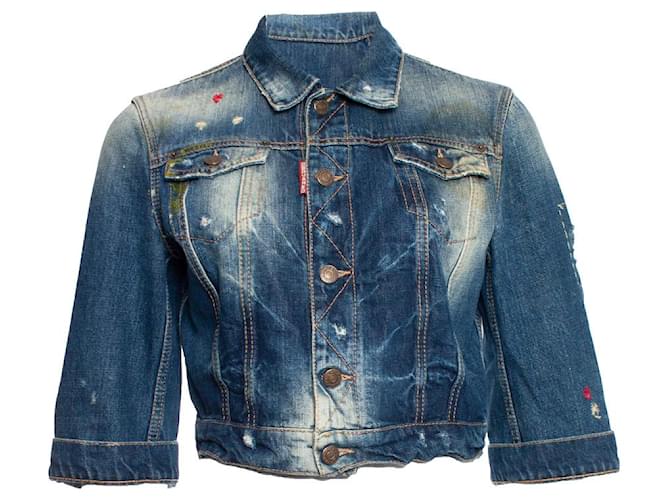 Dsquared2, giacca di jeans a maniche corte Blu Cotone  ref.1003925