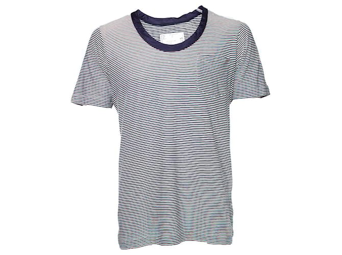 Sacai, Blue and white striped T-shirt Cotton  ref.1003936