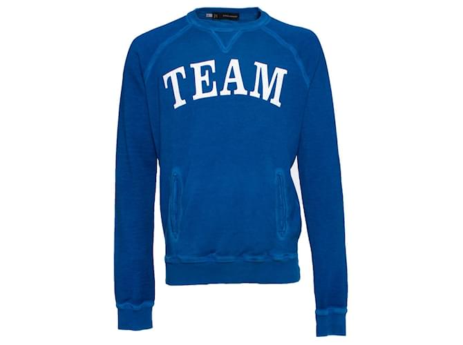 Dsquared2, Blue sweater with text. Cotton  ref.1003939