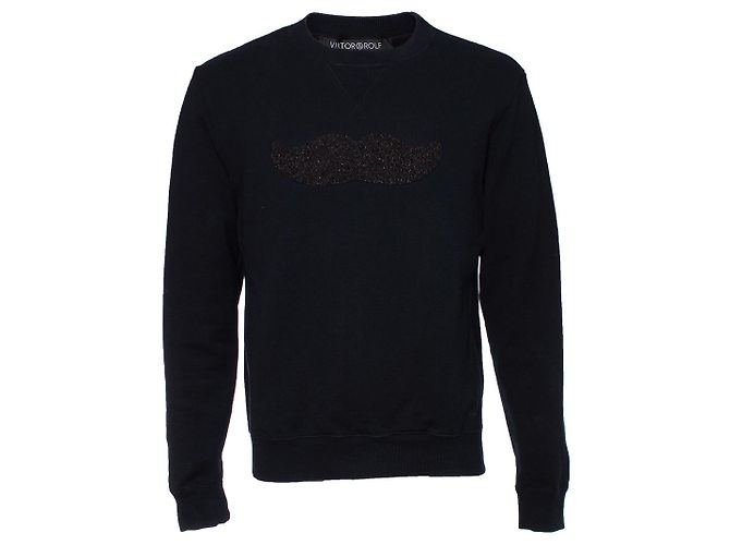 Viktor & Rolf Monsieur, Schwarzer Pullover mit Schnurrbart 
