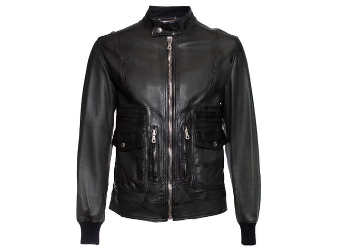 DOLCE & GABBANA, Grüne Bikerjacke aus Leder