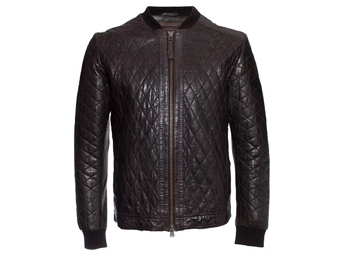 Autre Marque DNA Homme de Erick Kuster, Jaqueta de couro acolchoada marrom