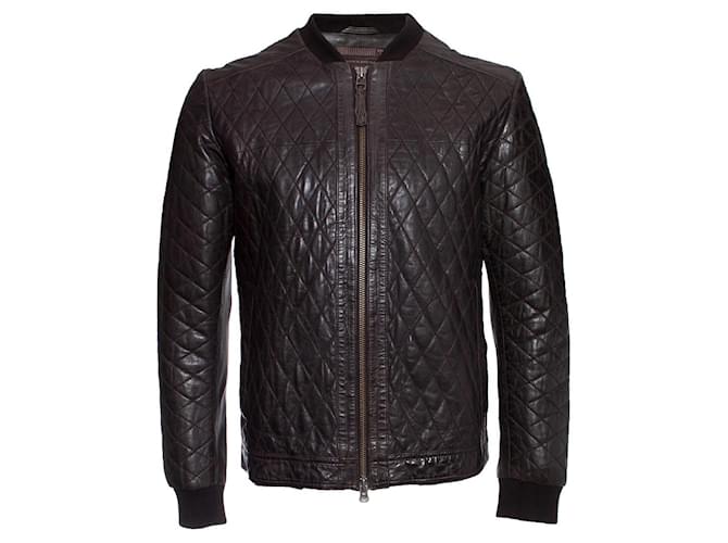 Autre Marque DNA Homme by Erick Kuster, Brown quilted leather jacket.  ref.1003957