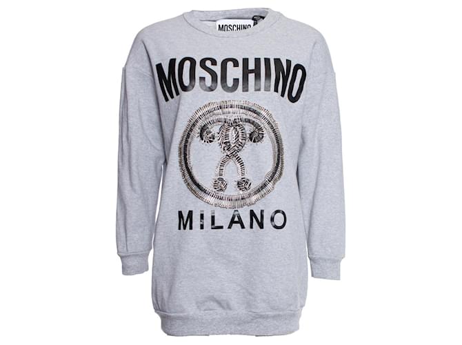 Moschino, Grey sweater with safety-pins. Cotton  ref.1003965