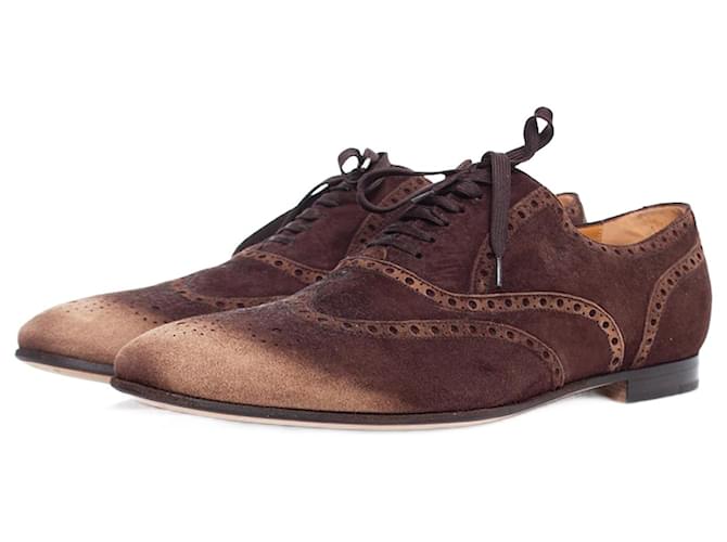 gucci, Suede wingtip derby with light noses. Brown  ref.1003966