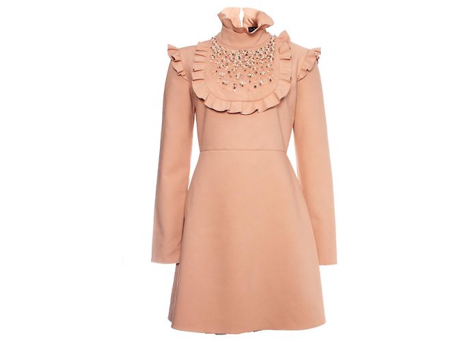 Elisabetta Franchi, Kleid mit Perlen und Perlen. Pink