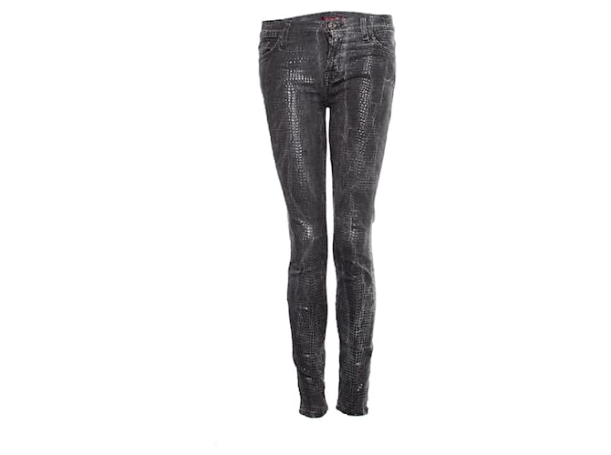Autre Marque Seven for all mankind, jeans with shiny lizard print. Grey Cotton  ref.1003988