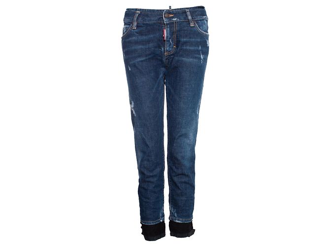 Dsquared2, jeans azul com acabamento em renda.
