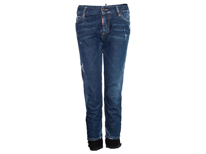 Dsquared2, blue jeans with lace trim. Cotton  ref.1003989