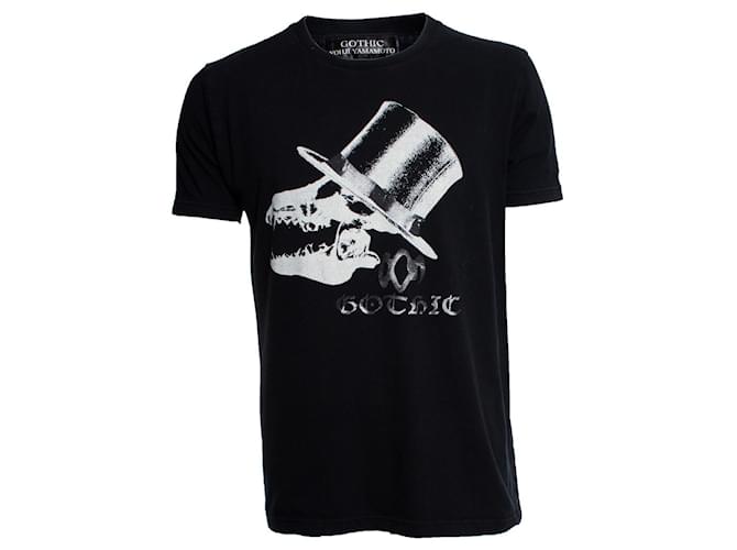 Yohji Yamamoto, Camiseta preta com estampa Preto Algodão  ref.1003997