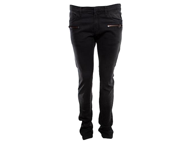 Balmain, Biker jeans Grey Cotton  ref.1003999