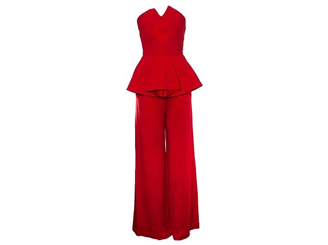 Roland Mouret, Roter trägerloser Overall mit Schößchen