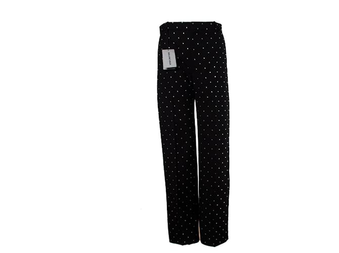balenciaga, Pantalon with rhinestones Black Wool  ref.1004005