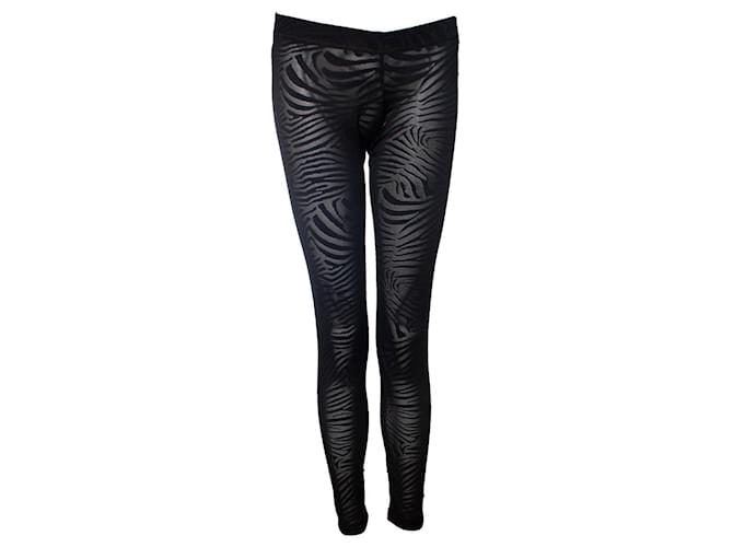 Autre Marque Stella McCartney x Adidas, mesh legging with zebra print Black Polyester  ref.1004010