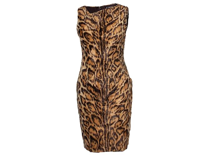 Gianni Versace Couture, vestido com estampa de leopardo Marrom  ref.1004012