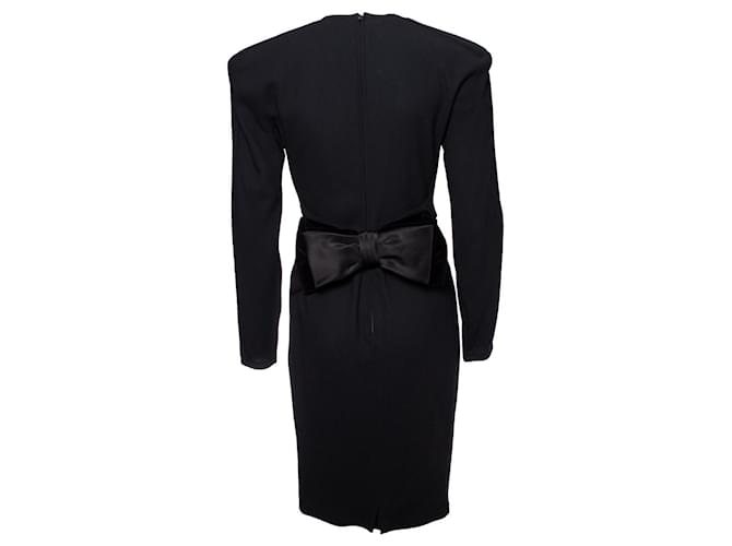Gianni Versace, Kleid mit Riesenschleife Schwarz Wolle  ref.1004014