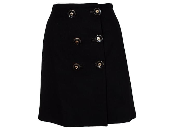 Gianni Versace Couture, falda de lana con botones y forro Negro  ref.1004020