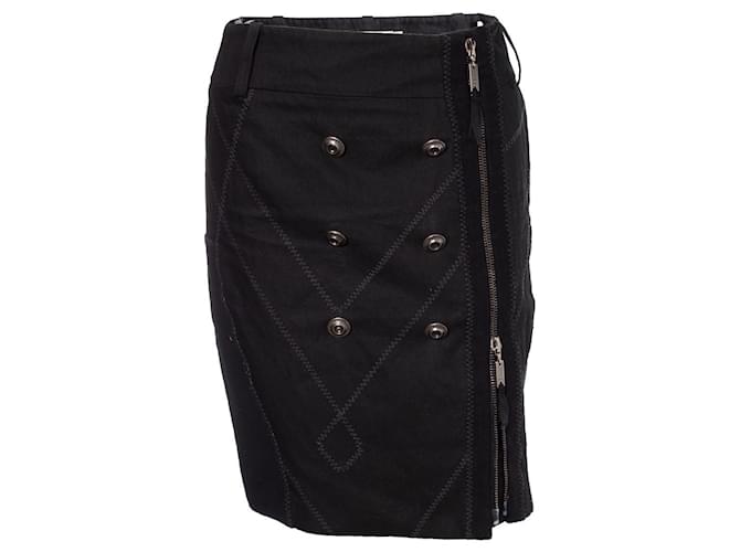 Christian Dior, falda acolchada con costuras y cremallera Negro Algodón  ref.1004029