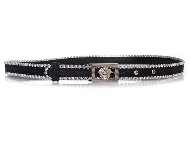 Gianni Versace, ceinture méduse en toile avec strass Noir  ref.1004031