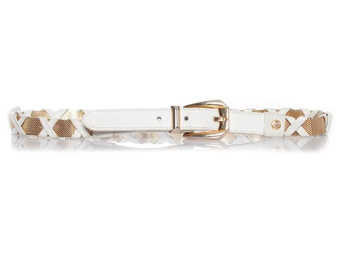 Gianni Versace, Weißer geflochtener Gürtel aus Leder und Metall  ref.1004040
