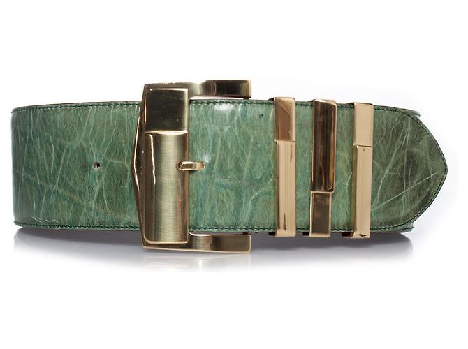 Gianni Versace, Cinto de couro estampado em crocodilo verde
