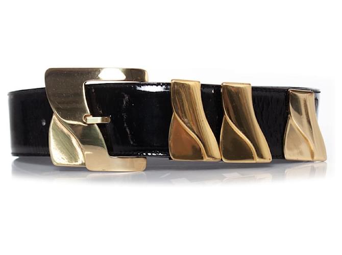 Gianni Versace, ceinture en cuir verni noir Cuir vernis  ref.1004045