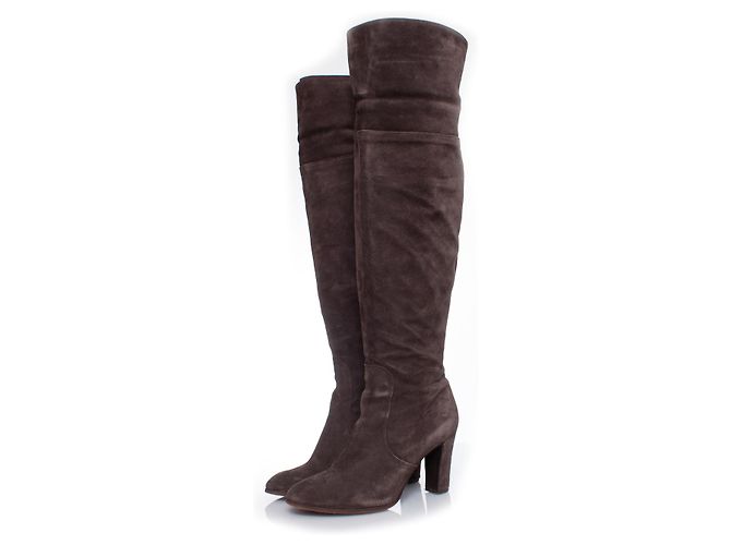 Autre Marque Paulo Warmer, Botas overknee em camurça Marrom