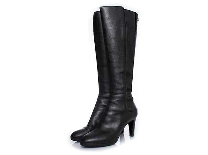 sergio rossi, Black leather stretch boots  ref.1004053