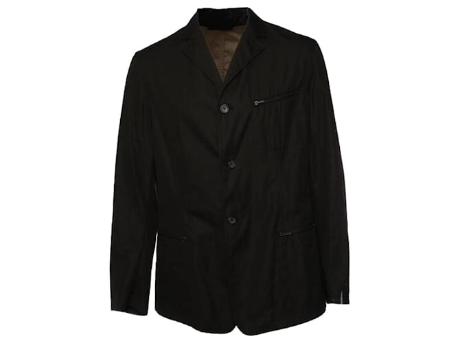 JIL SANDER, Black wind coat in size 54/l. Cotton  ref.1004062
