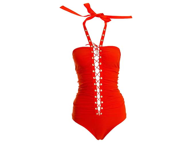 WOLFORD, orange fitted stretch bathing suit.  ref.1004078