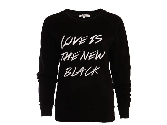 Autre Marque Nikki, Jersey negro con estampado en talla. 34/XS.
