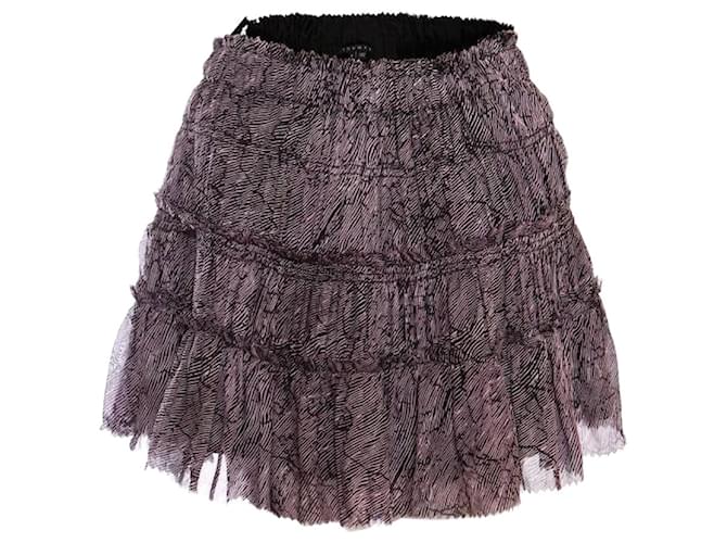 THEORY, purple pleated skirt with striped print in size P/XS (stretch).  ref.1004087