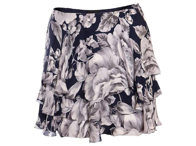 Autre Marque MEZCLAR, falda de volantes azul en capas con estampado de flores Gris