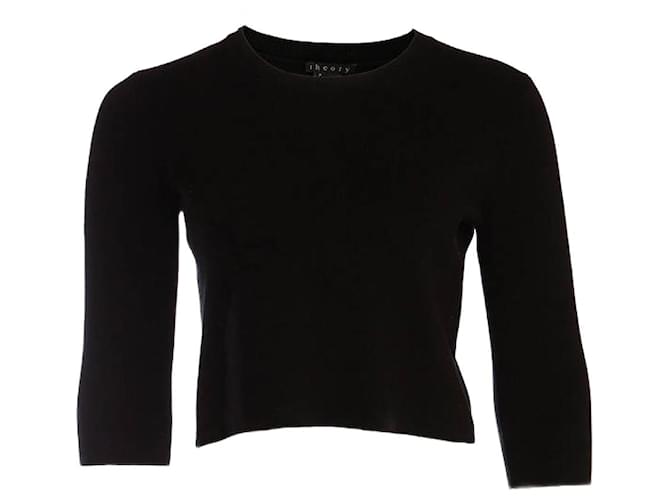 THEORY, Black Cropped Top Viscose  ref.1004093