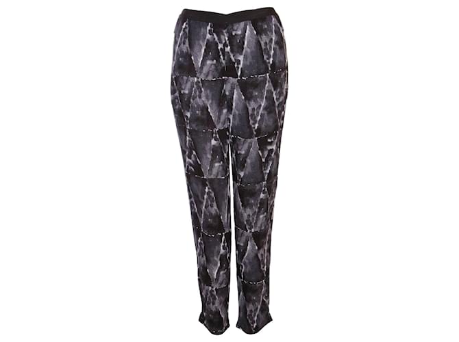 AMERICAN VINTAGE, dark blue casual trousers with faded print in size S. Viscose  ref.1004097
