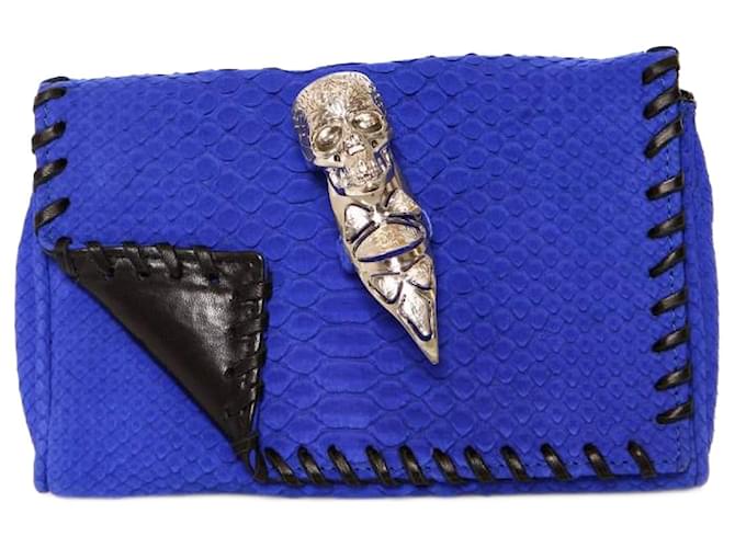Autre Marque Casa Du Posh, Bolsa clutch azul elétrica em pele de cobra Couro  ref.1004102