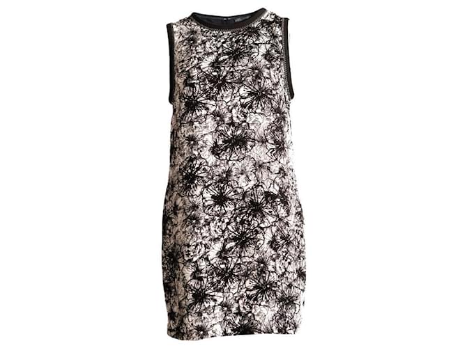 Proenza Schouler, offwhite-beige/black colored sleeveless dress with graphical flower print in size 8/S. Silk  ref.1004113