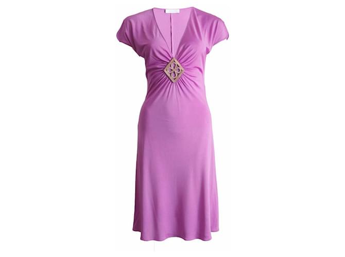 Emilio Pucci, robe en soie violette avec ornement tressé argenté en taille 38.  ref.1004114