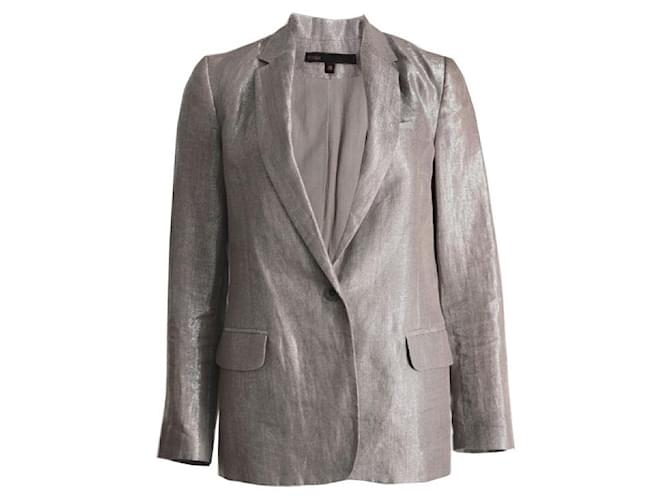 Maje, blazer in lurex color argento. Cotone  ref.1004117