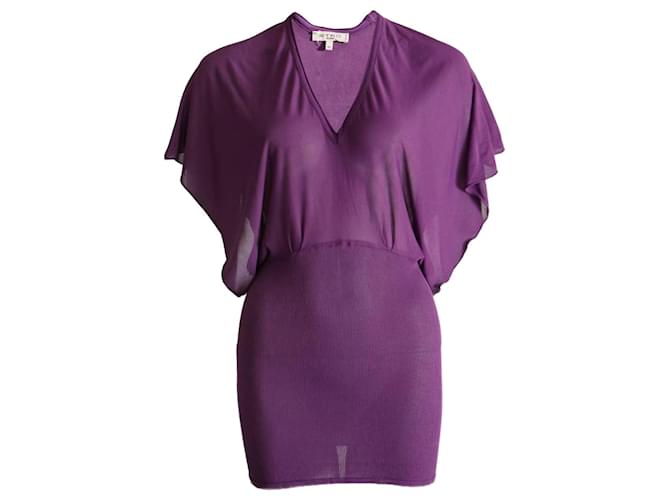 ETRO, purple dress with flutter sleeves in size 46 IT/M.  ref.1004145