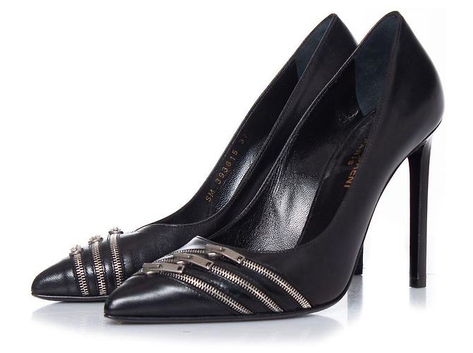 SAINT LAURENT, Schwarze Lederpumps mit Reißverschluss