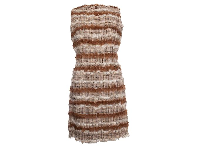 Chanel, tweed dress with goat hair Brown Wool  ref.1004170