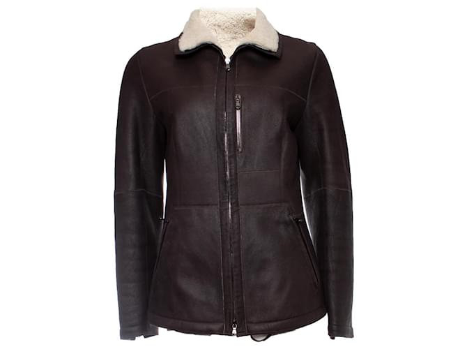Autre Marque pearls, Brown lammy coat with shearling Leather  ref.1004183