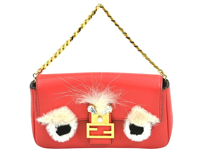 Fendi Baguette Rot Leder  ref.1004198