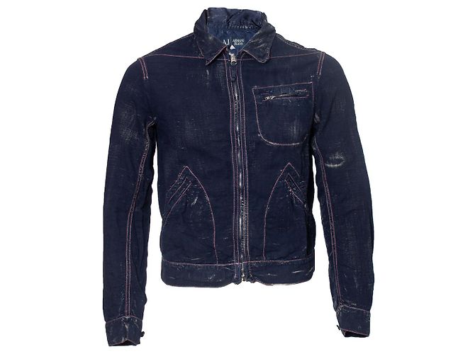 Armani Jeans, Blauer Denim-Cardigan mit Reißverschluss