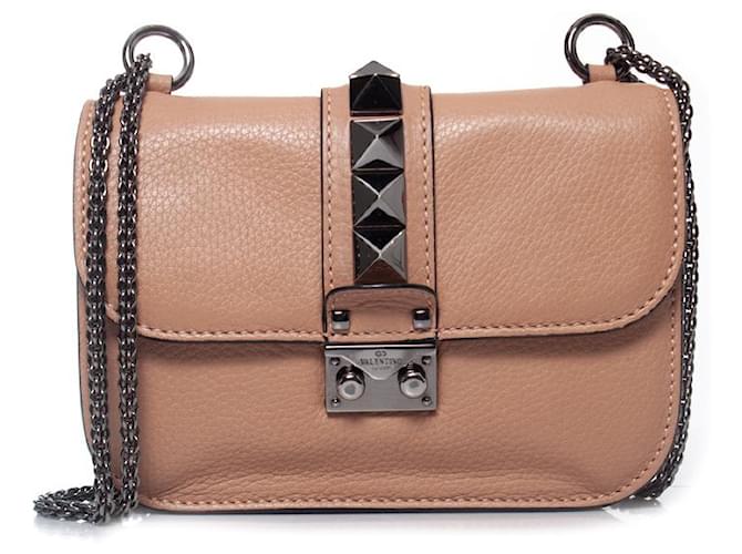 Valentino Garavani, Mini glam lock bag Pink Leather  ref.1004225