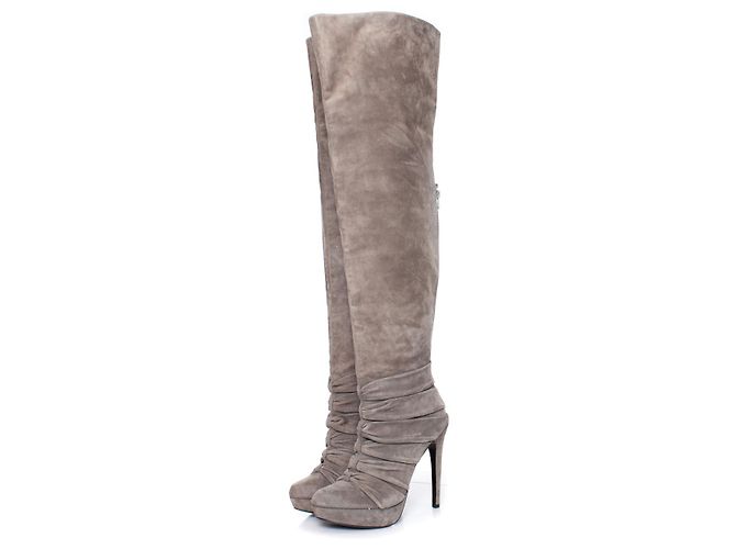 Autre Marque ELIE TAHARI, botas arrugadas por encima de la rodilla Gris