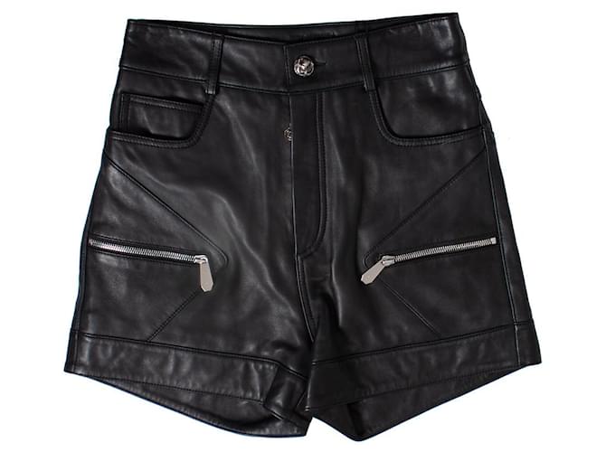 Philipp Plein, shorts de couro com detalhes em tachas Preto  ref.1004227