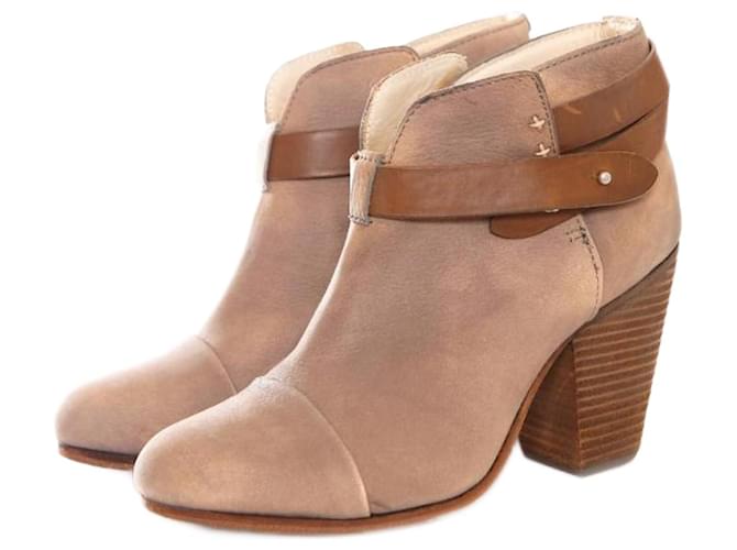 RAG & BONE, brown/grey coloured Harrow waxed suede ankle boots in size 38.  ref.1004241
