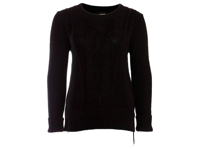 The Kooples DIE KOOPLES, schwarzer Pullover mit Zopfmuster.